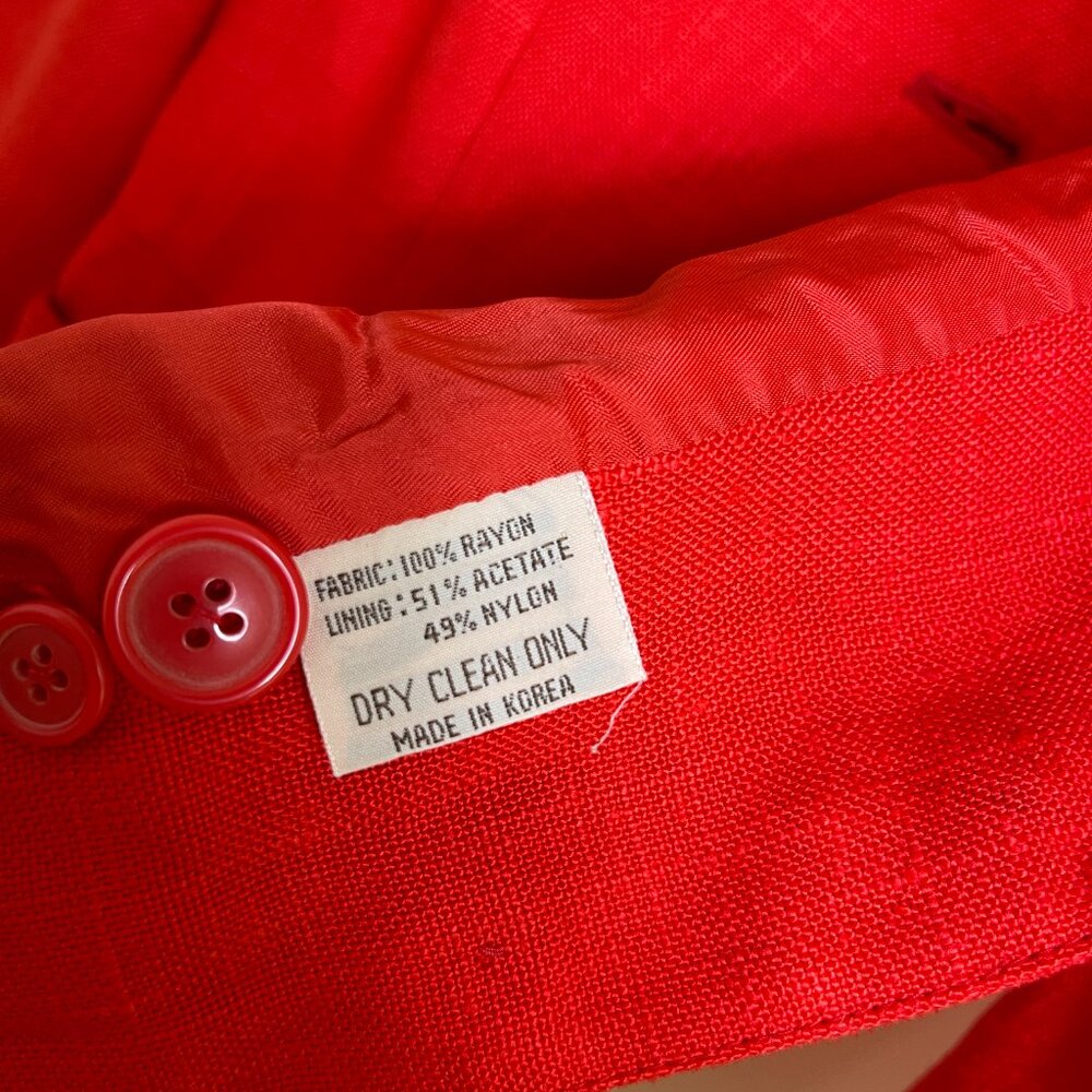 Vintage 1980s Cherry Red Peabody House Short Blazer with Puff Sleeves, Pockets - Picture 10 of 11